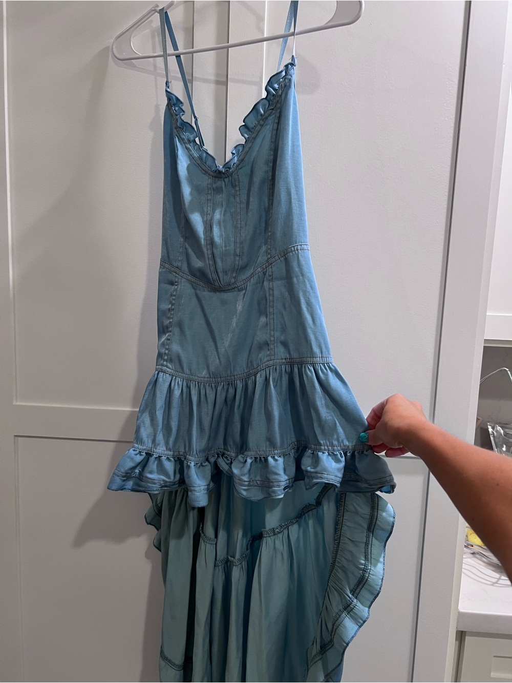 Light Blue Ruffle High-Low Dress - Picture 5 of 15